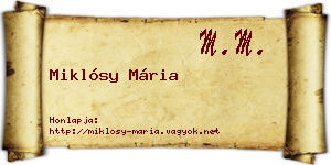Miklósy Mária névjegykártya